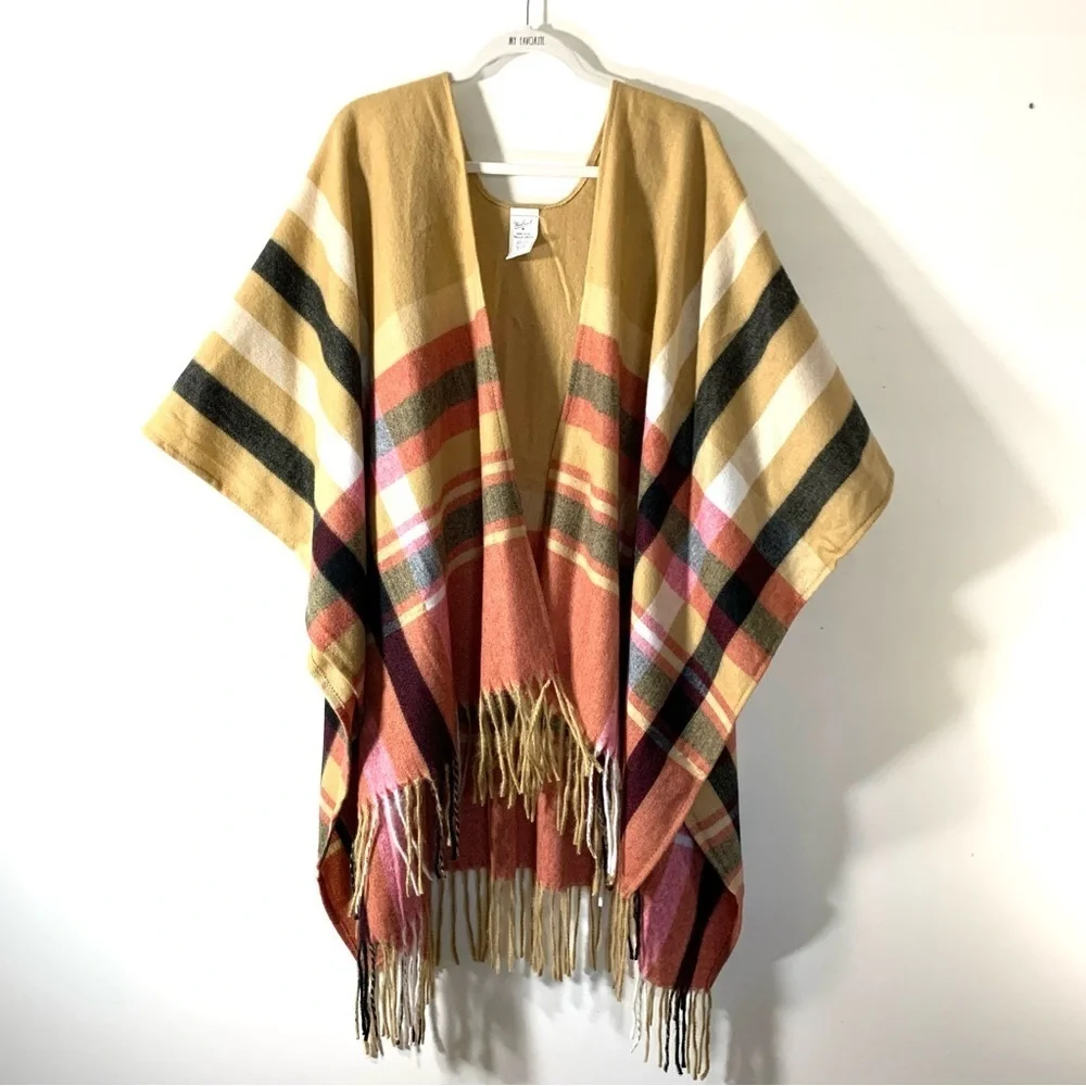 Woolrich plaid cozy blanket wrap with fringe trim NEW
